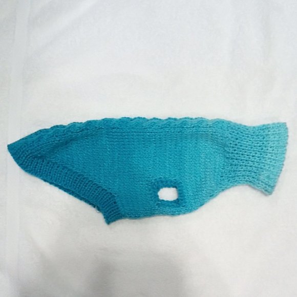Hand Crafted Knit Turquoise Pet Jacket Fur Baby Clothes Cat Dog Sweater Coat - Picture 4 of 9